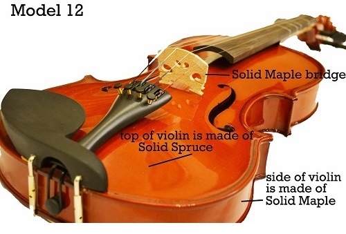 Side View of Beginner Violin Mozart Violins Model 12